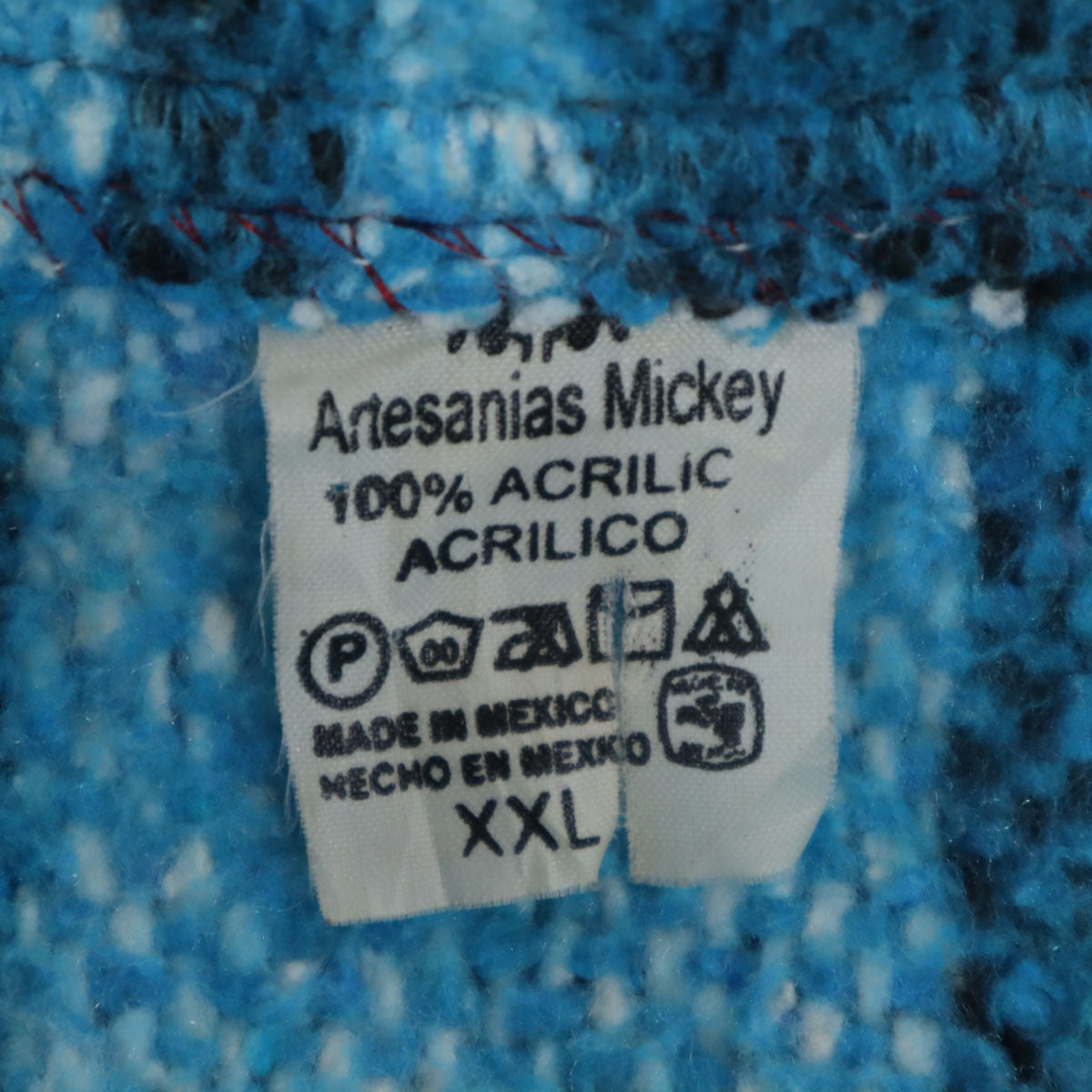 ARTESANIAS MICKEY 80s 90s オールド ストライプ柄 長袖 メキシカン パーカー XXL 水色 プルオーバー ビッグサイズ メンズ