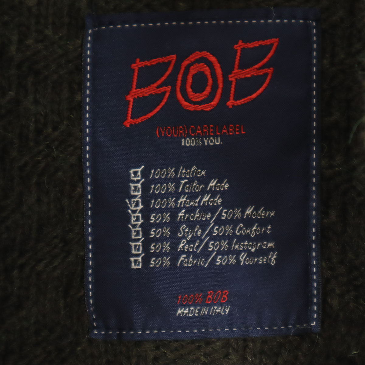 BOB ボブ イタリア製 フェイクスエード切替 ニットジャケット M ブラウン メンズ