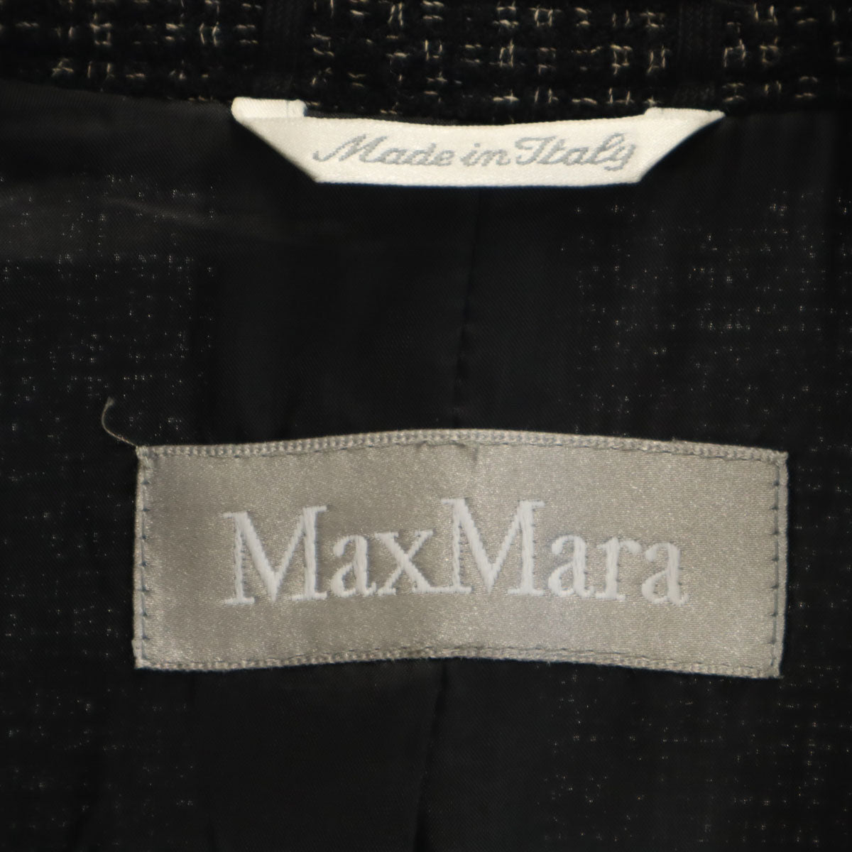 MAX MARA マックスマーラ ウールブレンド 総柄 ジャケット 40 黒系 レディース