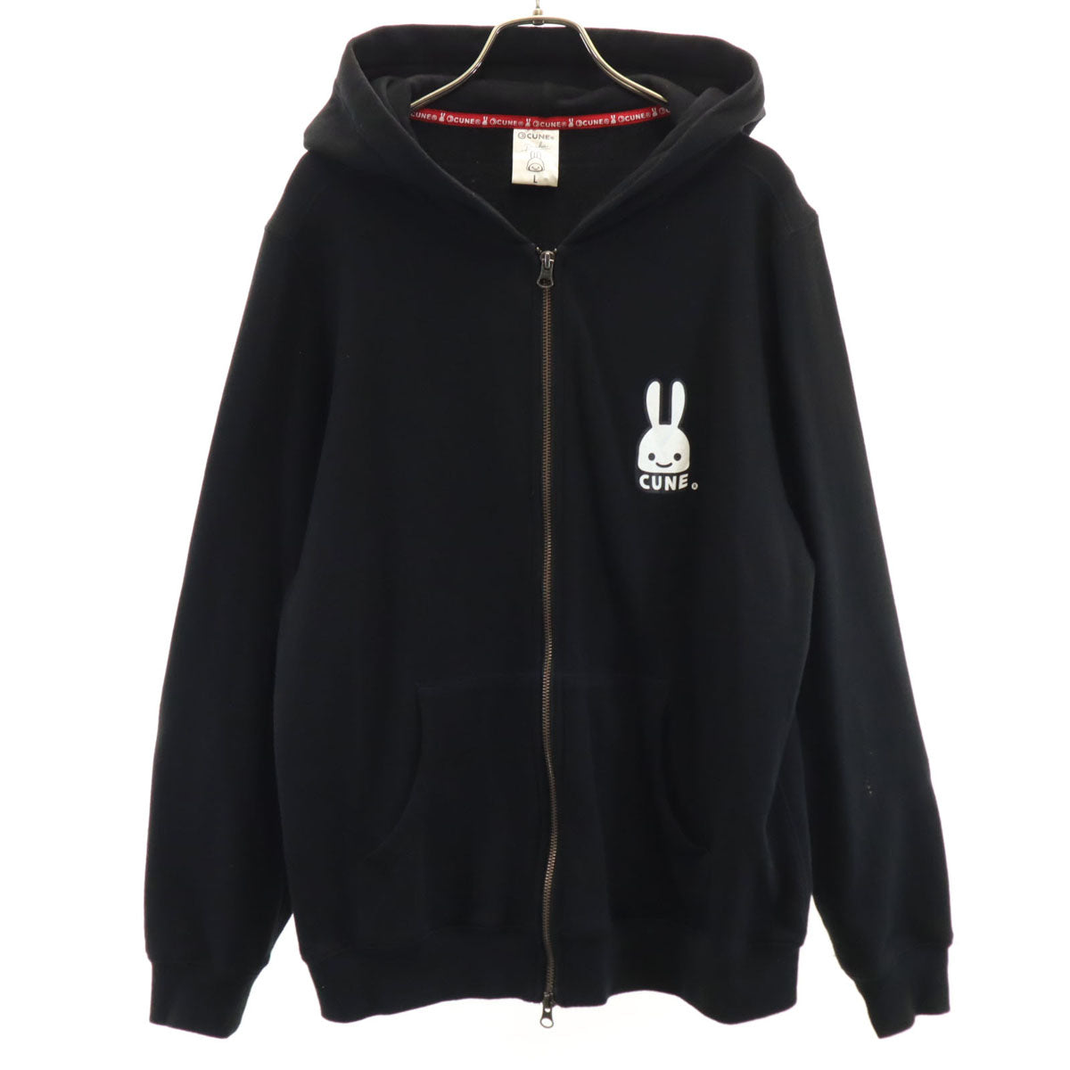 CUNE キューン 長袖 スウェット ジップパーカー L 黒 裏起毛 メンズ