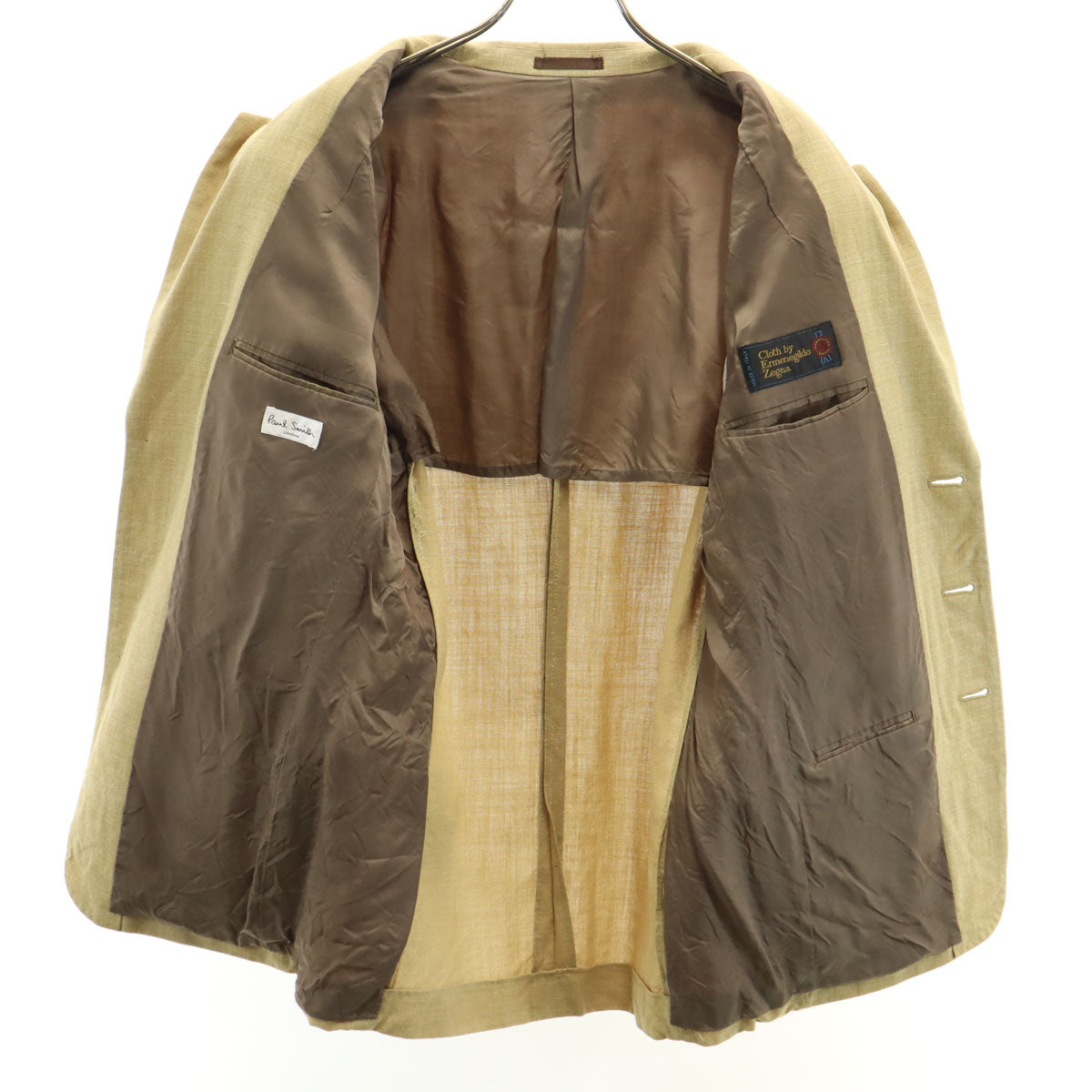 Paul Smith ポールスミス 日本製 リネンブレンド テーラードジャケット M ベージュ ErmenegildoZegna メンズ
