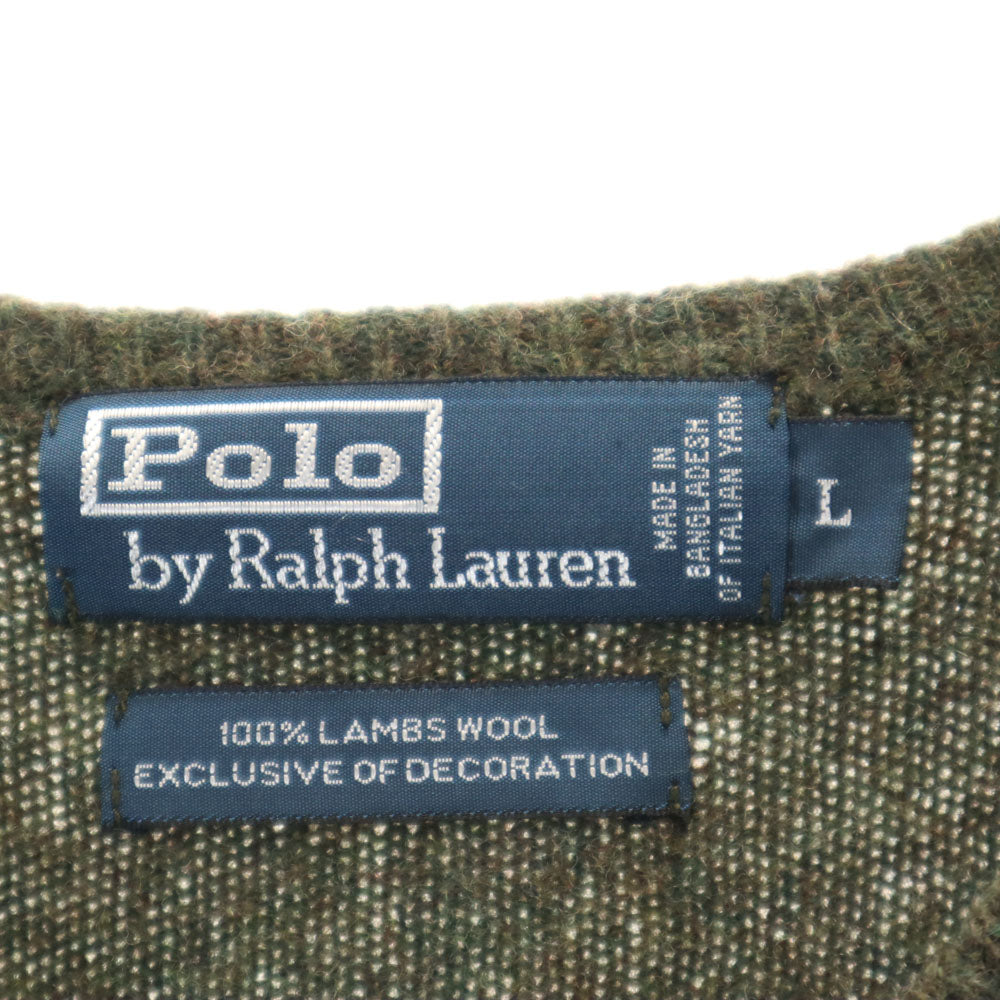 Polo by Ralph Lauren ポロバイラルフローレン 長袖 Vネック セーター L カーキ ニット メンズ