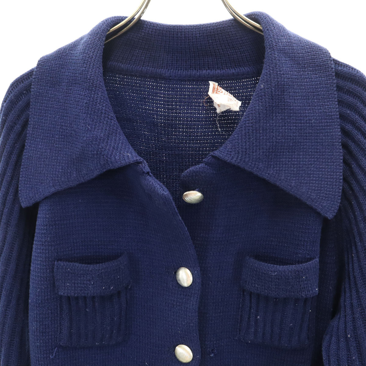 MONTGOMERY WARD モンゴメリーワード 70s ヴィンテージ 長袖 ニット ジャケット 36 ネイビー レディース