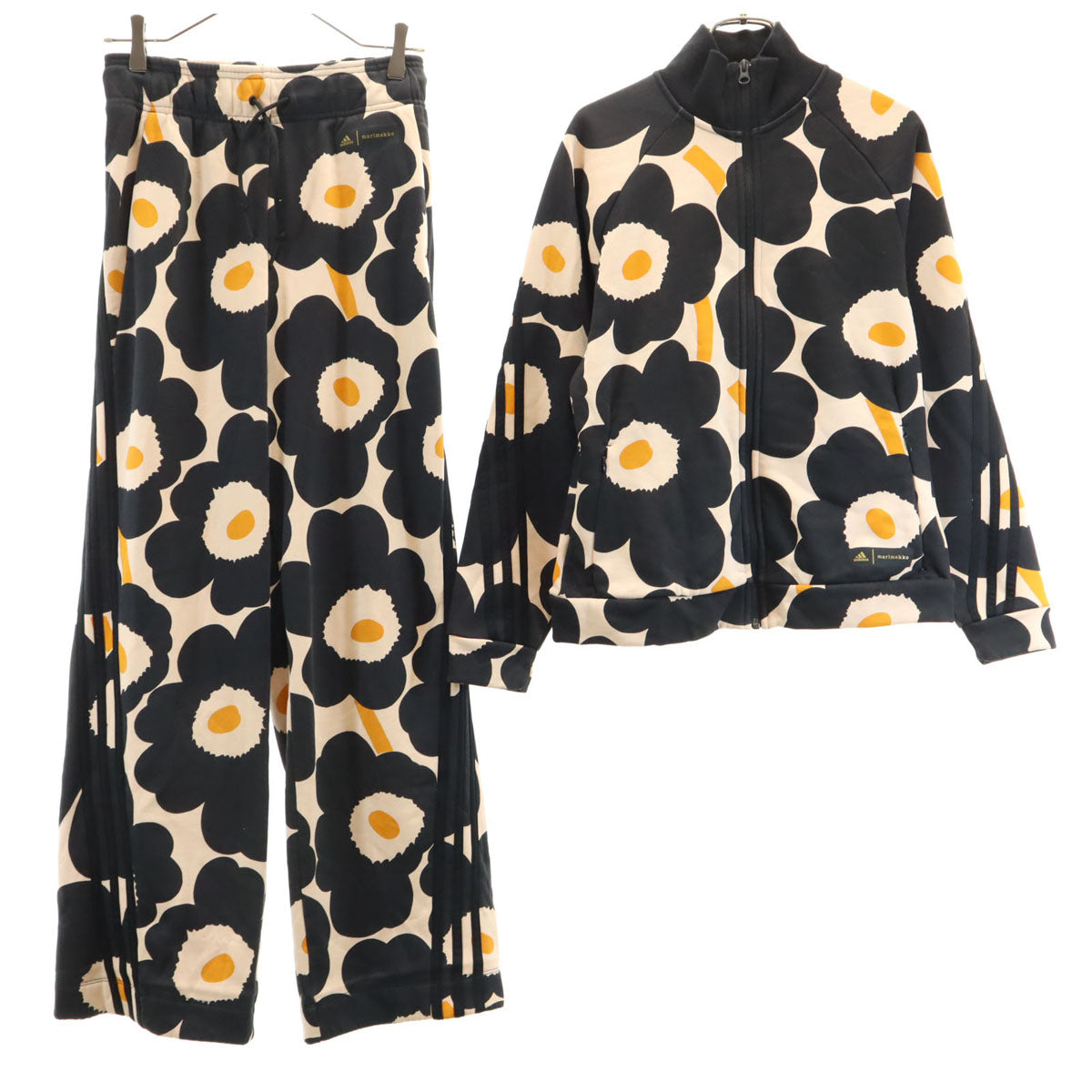 adidas アディダス MARIMEKKO マリメッコ コラボ スウェット ジップパーカー 上下 セットアップ M 黒系 レディース