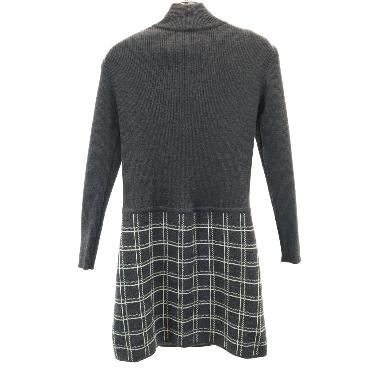 FOXEY フォクシー ウール 長袖 切替 ワンピース 38 グレー系 レディース