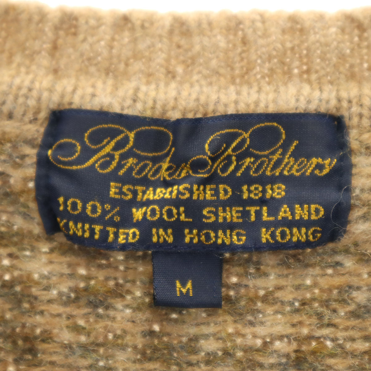 Brooks Brothers ブルックスブラザーズ 90s ウール オールド 総柄 長袖 Vネック セーター M ベージュ系 ニット メンズ