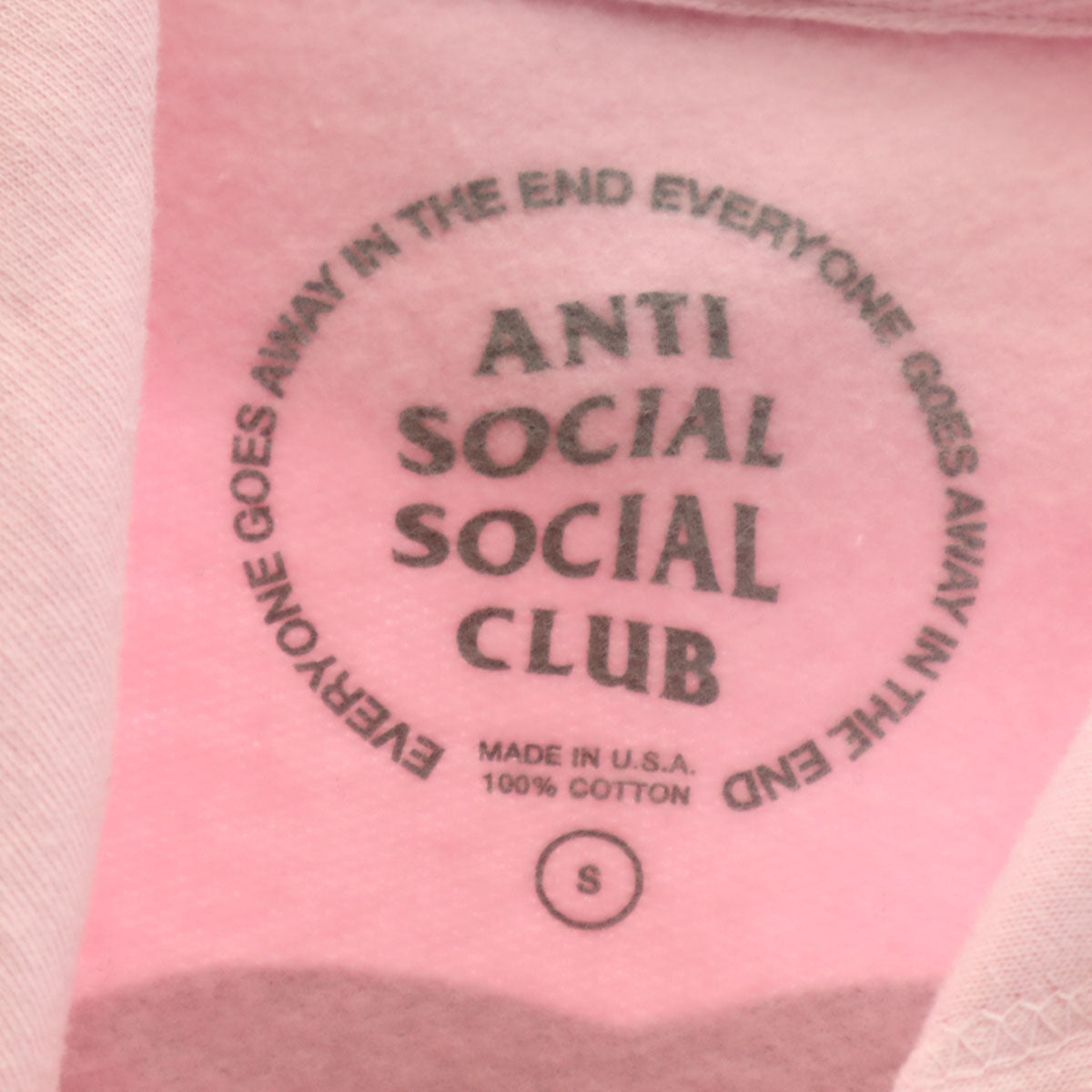 ANTI SOCIAL SOCIAL CLUB アンチソーシャルソーシャルクラブ USA製 長袖 スウェットパーカー S ピンク メンズ
