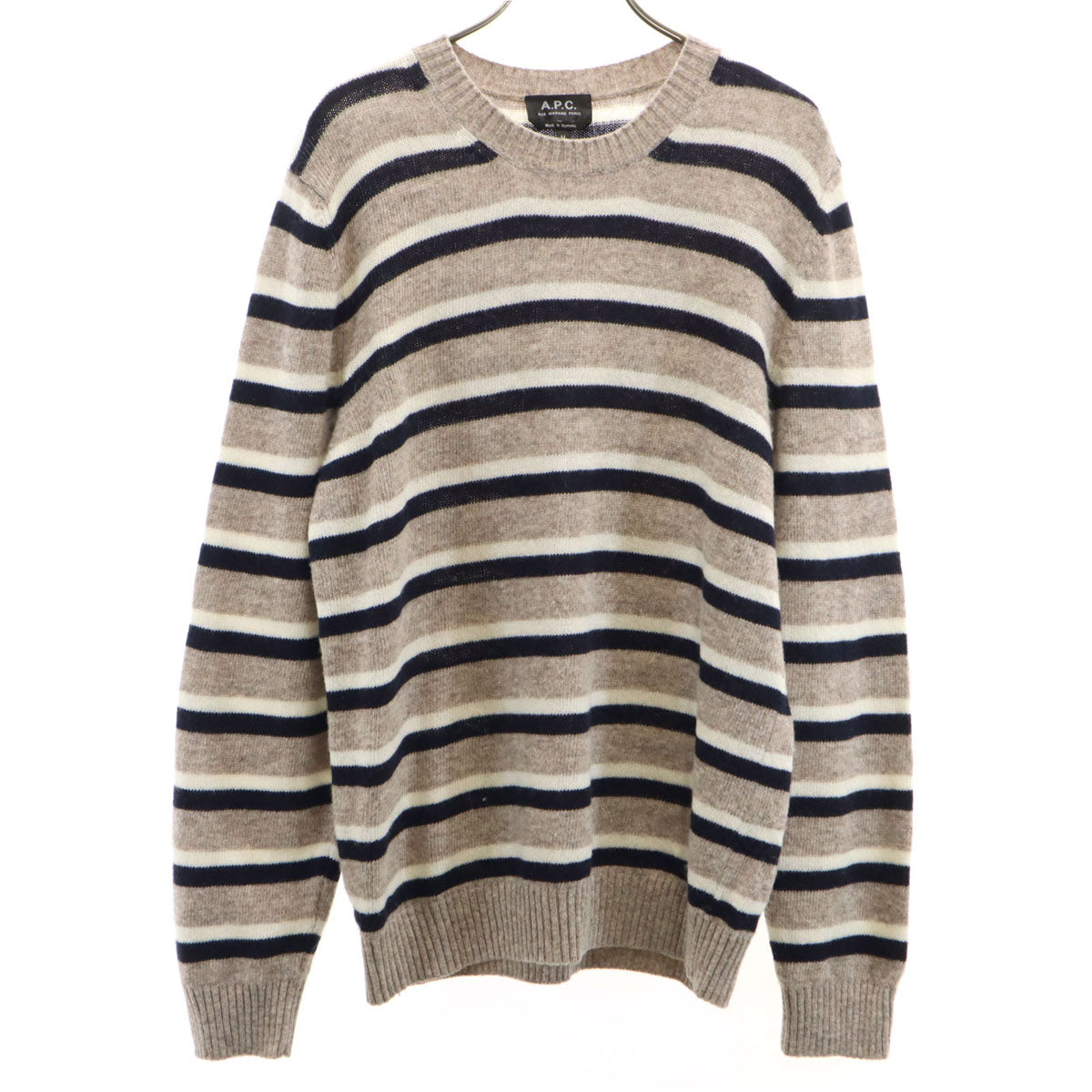 A.P.C. アーペーセー ボーダー柄 長袖 ニット M グレージュ メンズ