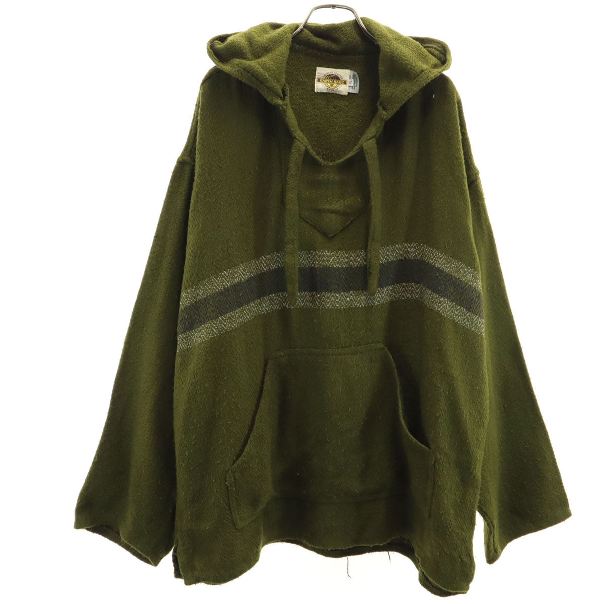 EARTH RAGZ アースラグズ 90s オールド 長袖 Vネック パーカー XL グリーン系 プルオーバー メンズ