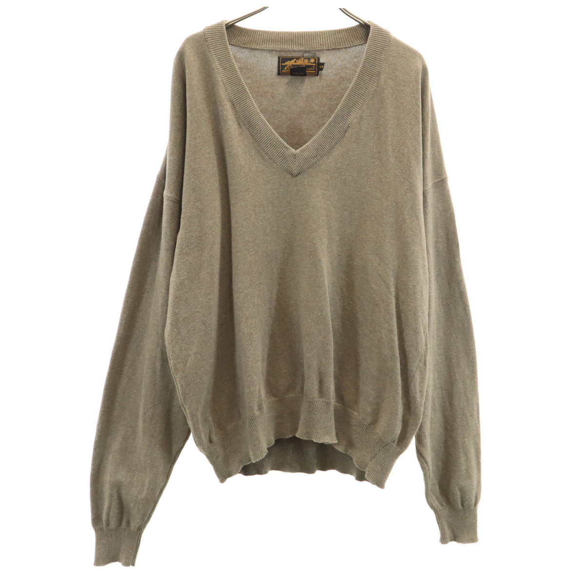 Eddie Bauer エディーバウアー 90s オールド 黒タグ 長袖 Vネック コットン セーター M ベージュ ニット アウトドア メンズ