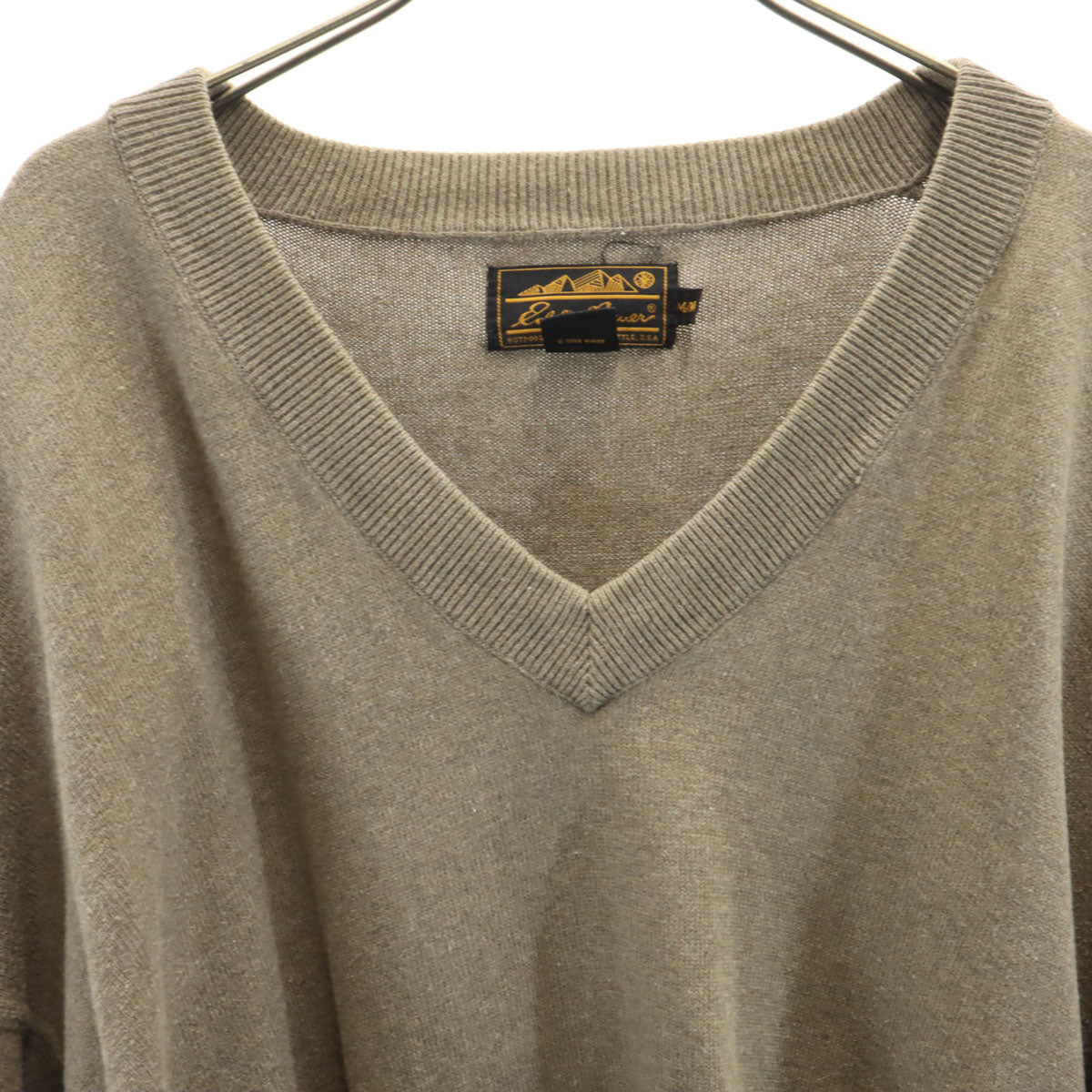 Eddie Bauer エディーバウアー 90s オールド 黒タグ 長袖 Vネック コットン セーター M ベージュ ニット アウトドア メンズ
