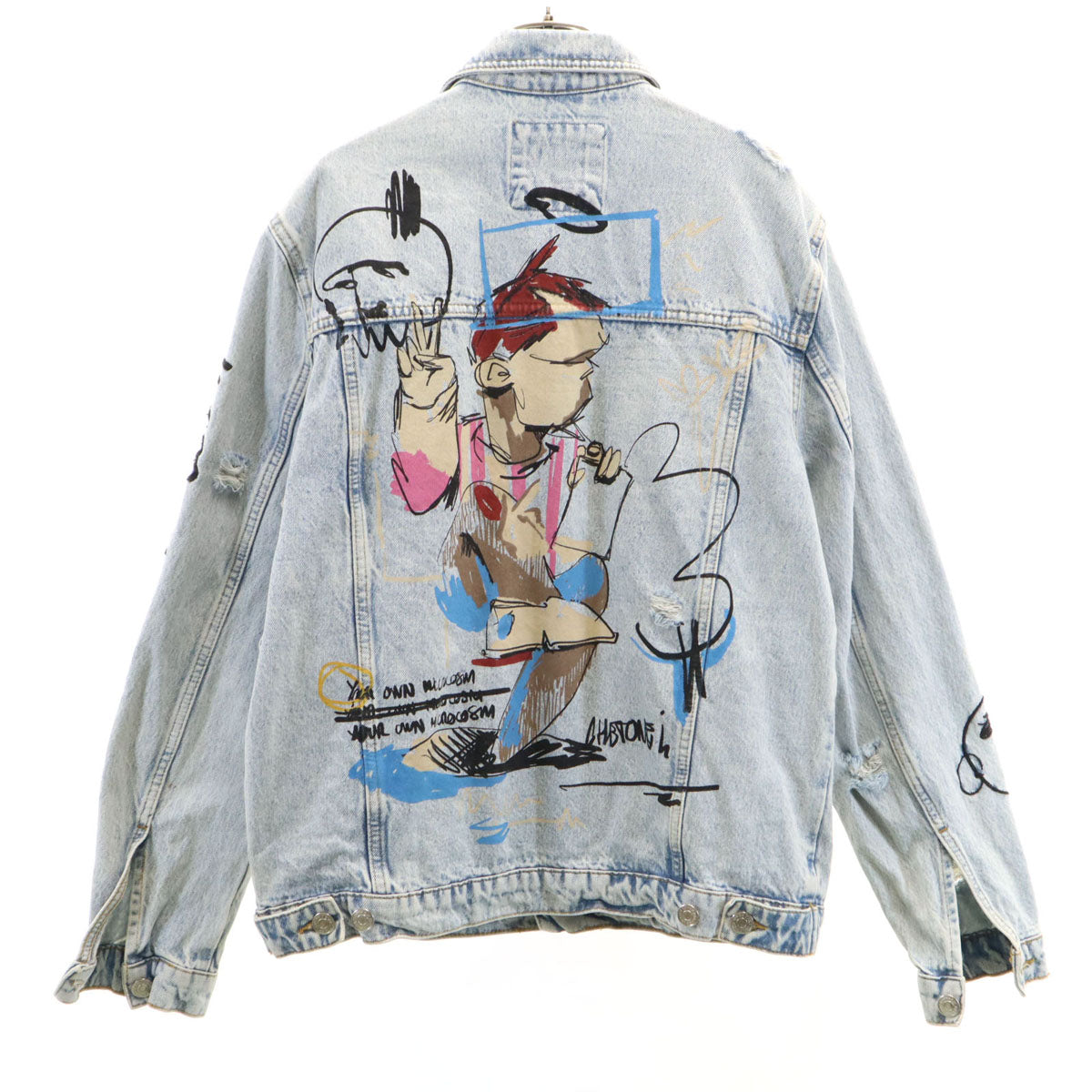 ZARA ザラ デニムジャケット M クラッシュ ペイント加工 メンズ
