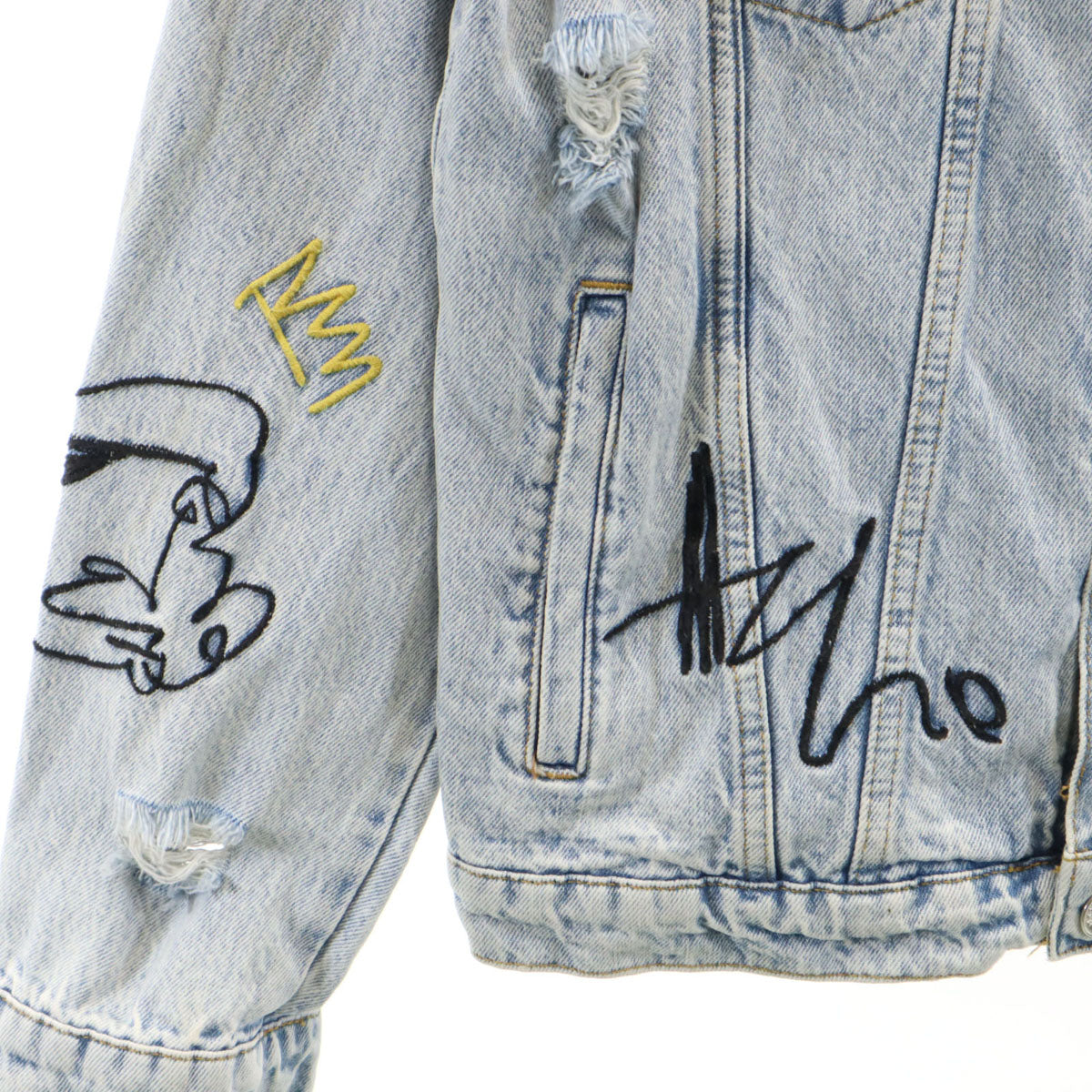 ZARA ザラ デニムジャケット M クラッシュ ペイント加工 メンズ