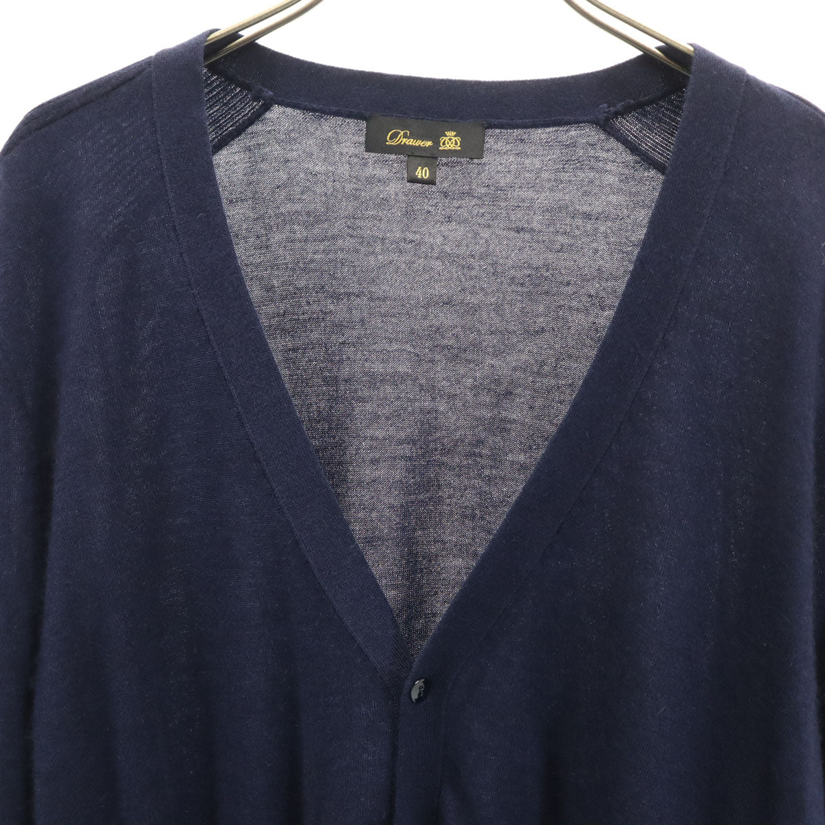Drawer ドゥロワー カシミヤシルクブレンド 長袖 Vネック ニットカーディガン 40 ネイビー ユナイテッドアローズ レディース