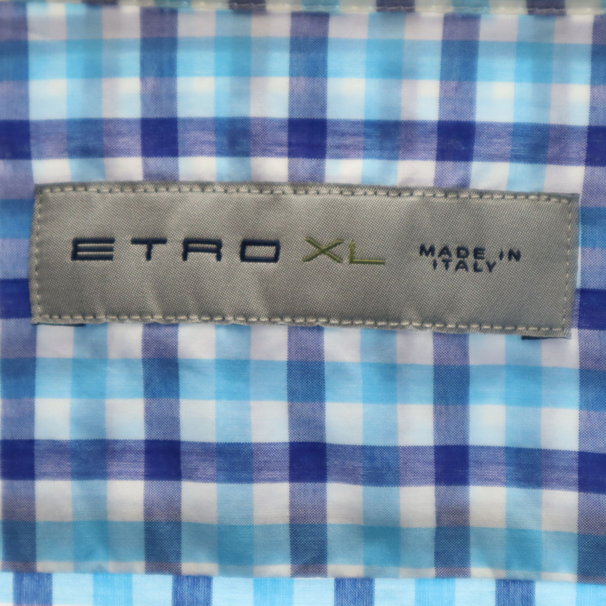 ETRO エトロ イタリア製 チェック柄 長袖 コットンシャツ XL ブルー系 メンズ