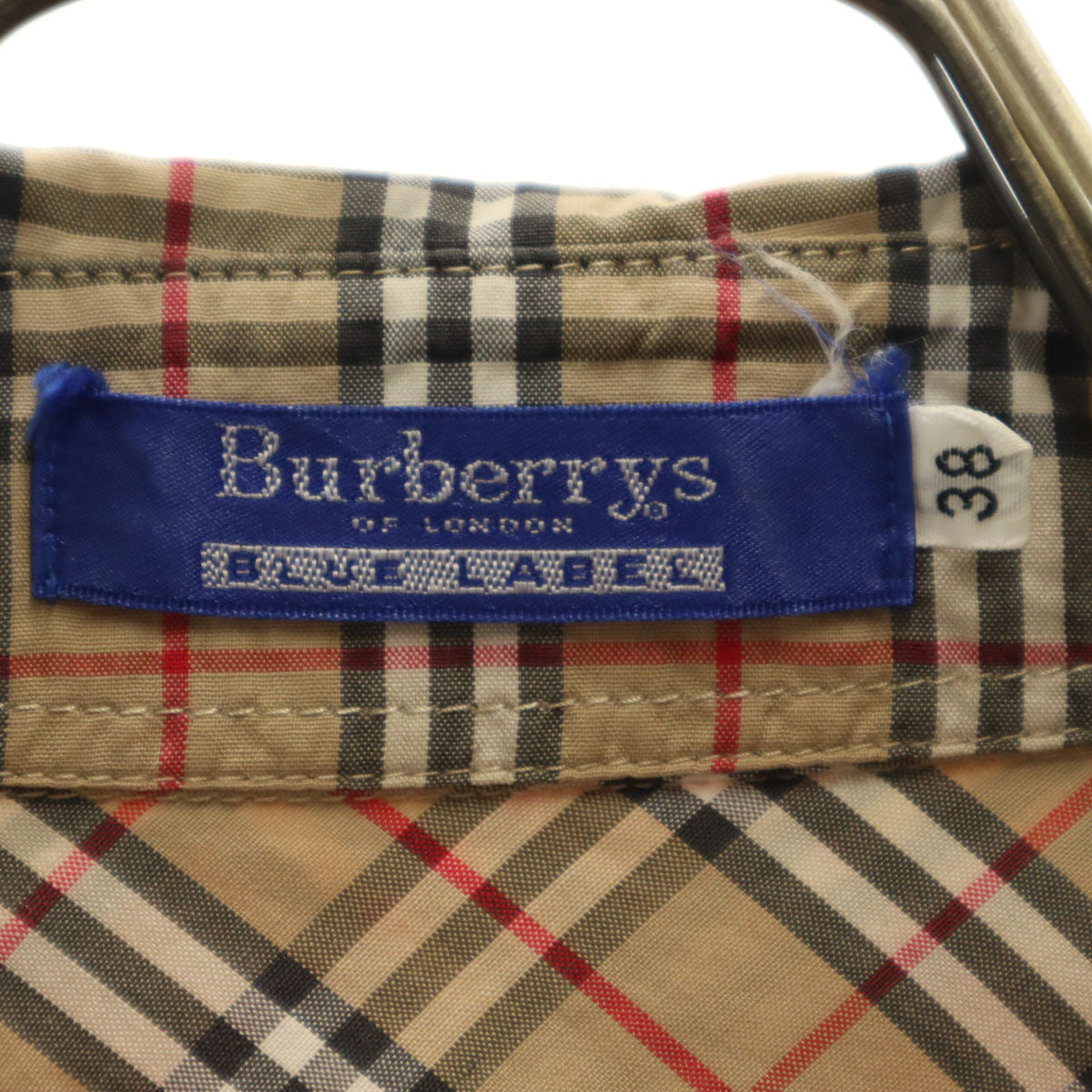 BURBERRY BLUE LABEL バーバリーブルーレーベル 90s オールド ノバチェック柄 長袖 コットンシャツ 38 ベージュ 三陽商会 レディース
