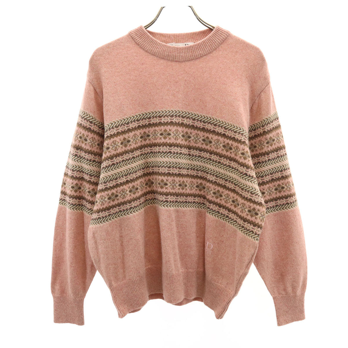 Christian Dior SPORTS クリスチャンディオールスポーツ 90s オールド ノルディック柄 長袖 セーター L ピンク ニット レディース