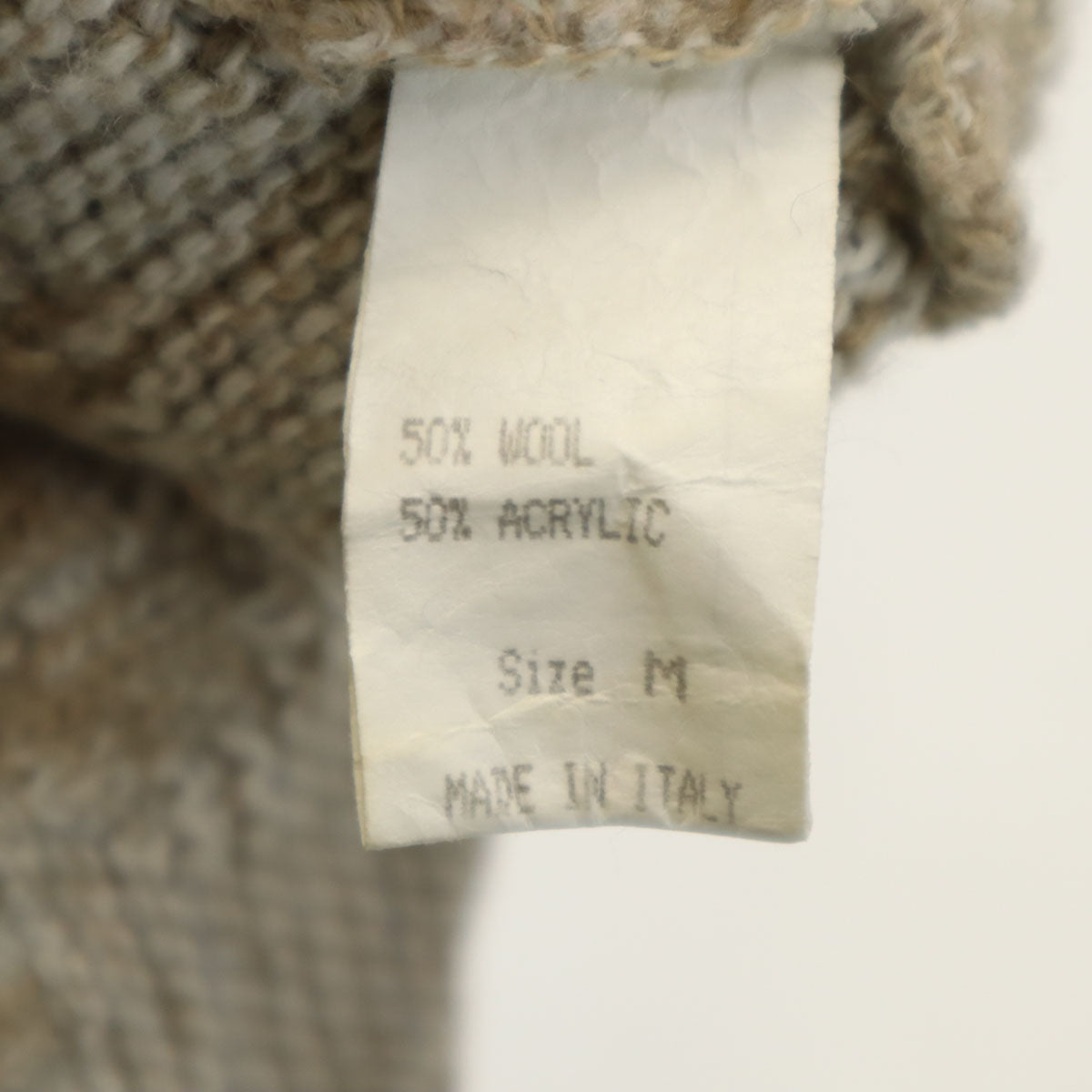 Courr_ges Homme クレージュオム イタリア製 7分袖 タートルネック セーター M グレージュ ニット メンズ