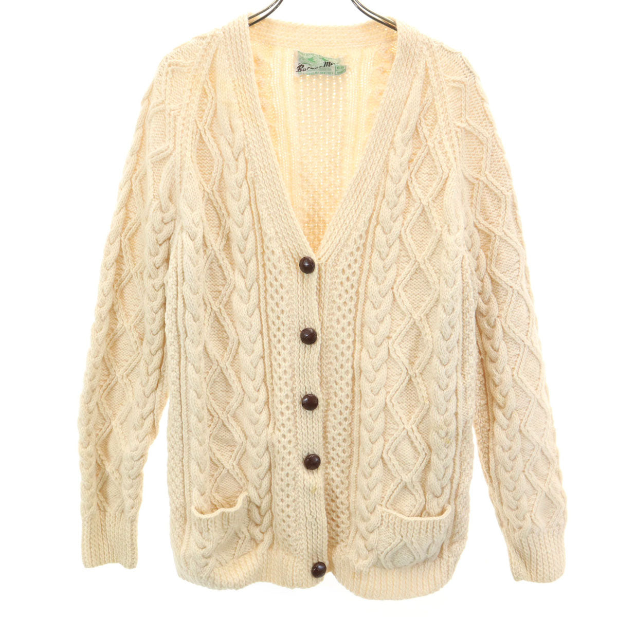 80s 90s オールド 長袖 ニット カーディガン アイボリー系 レディース