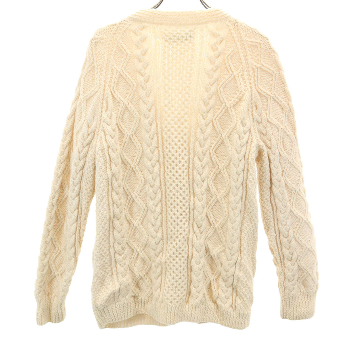 80s 90s オールド 長袖 ニット カーディガン アイボリー系 レディース