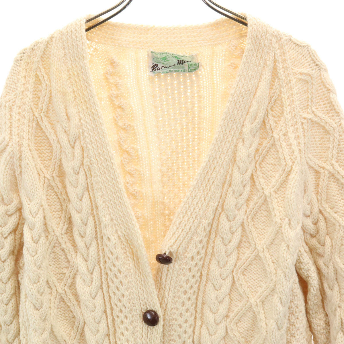80s 90s オールド 長袖 ニット カーディガン アイボリー系 レディース