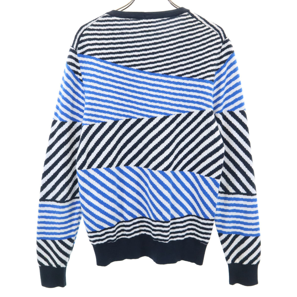 ARMANI EXCHANGE アルマーニエクスチェンジ 斜めストライプ 長袖 セーター XS ホワイト系 ニット メンズ