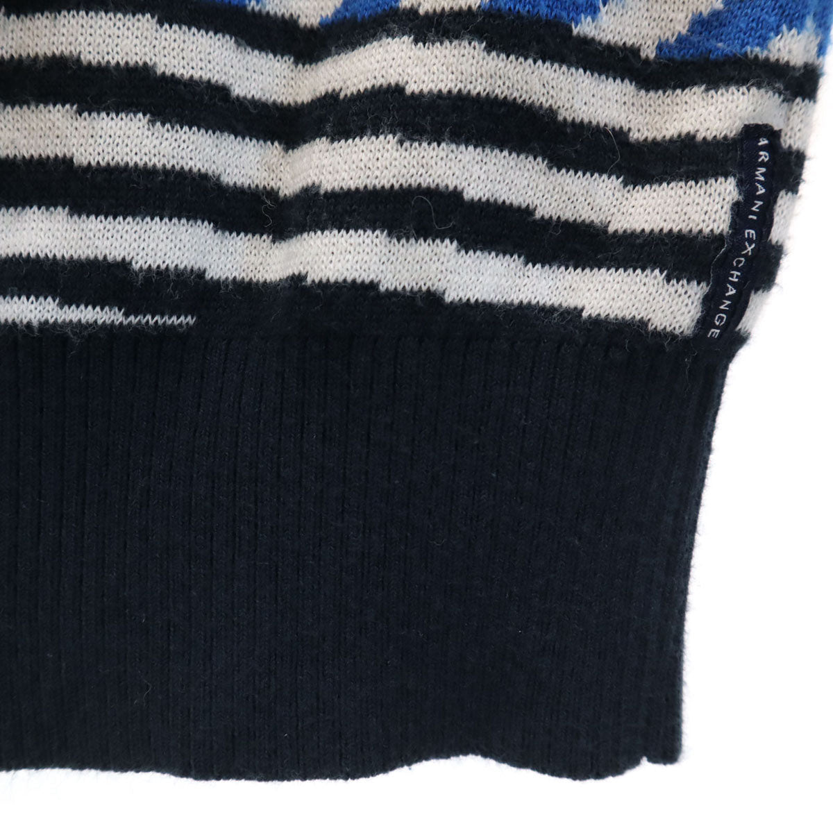 ARMANI EXCHANGE アルマーニエクスチェンジ 斜めストライプ 長袖 セーター XS ホワイト系 ニット メンズ