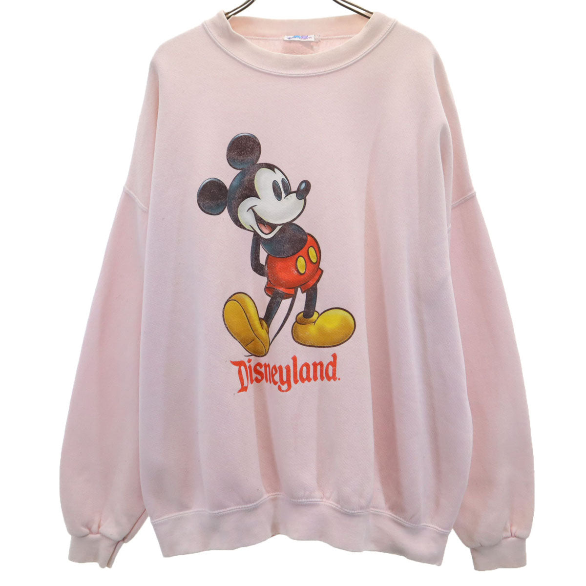 Disneyland ディズニーランド RESORT ミッキーマウス 長袖 トレーナー ピンク系 スウェット 裏起毛 メンズ