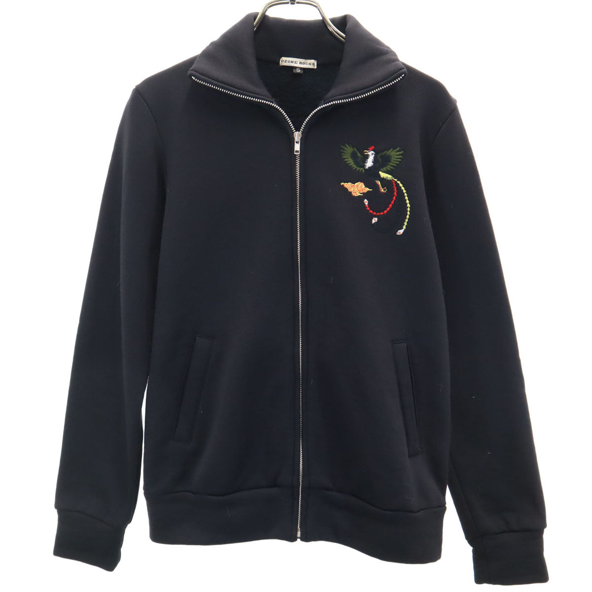 OZONE ROCKS オゾンロックス 日本製 バック刺_ ハイネック ジップジャケット S ブラック系 裏起毛 レディース