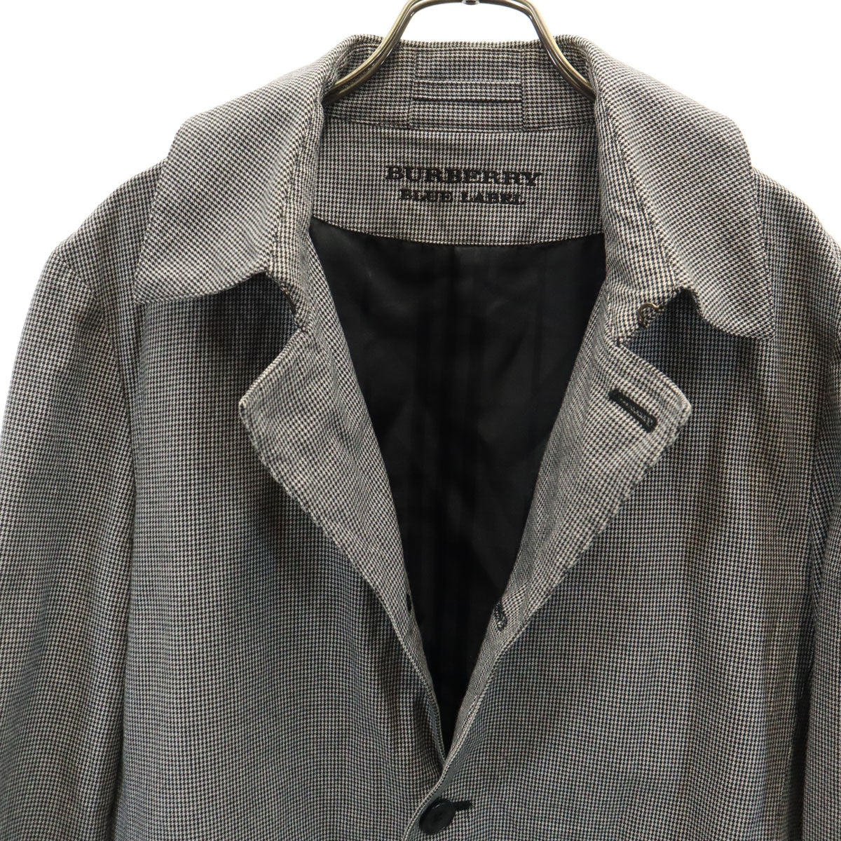BURBERRY BLUE LABEL バーバリーブルーレーベル 千鳥柄 ステンカラーコート L グレー 三陽商会 メンズ