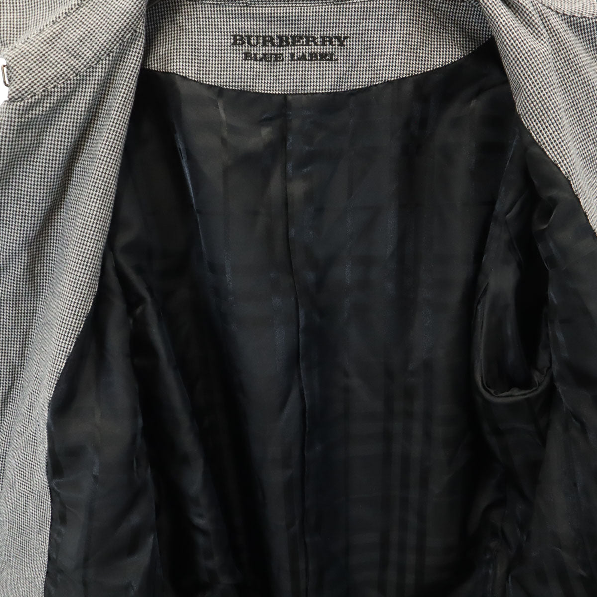 BURBERRY BLUE LABEL バーバリーブルーレーベル 千鳥柄 ステンカラーコート L グレー 三陽商会 メンズ