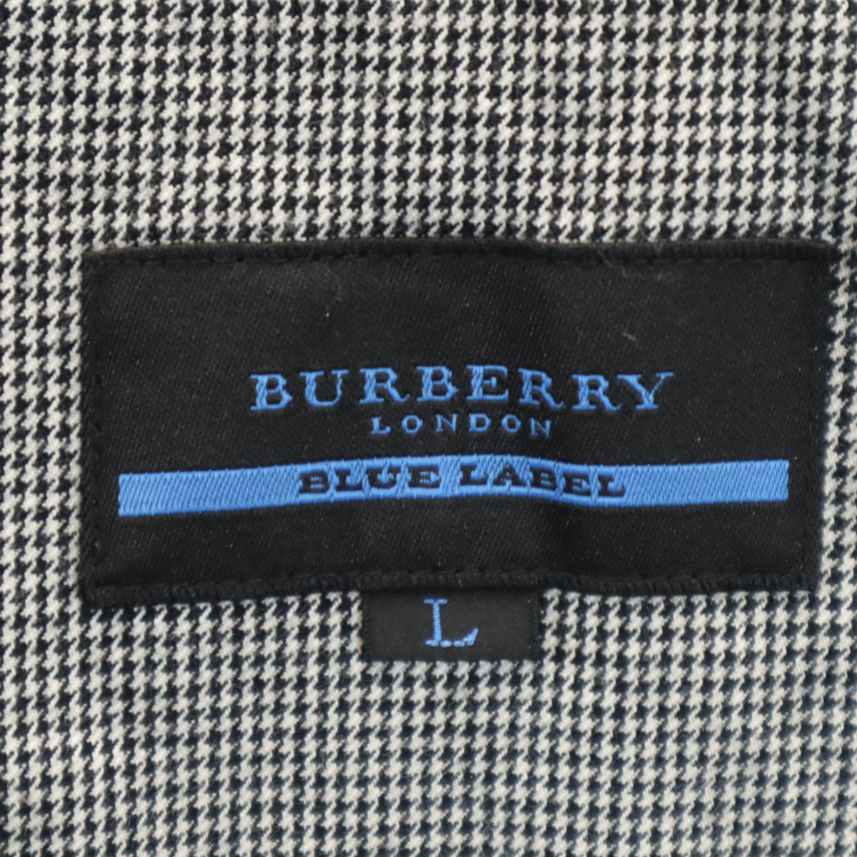 BURBERRY BLUE LABEL バーバリーブルーレーベル 千鳥柄 ステンカラーコート L グレー 三陽商会 メンズ