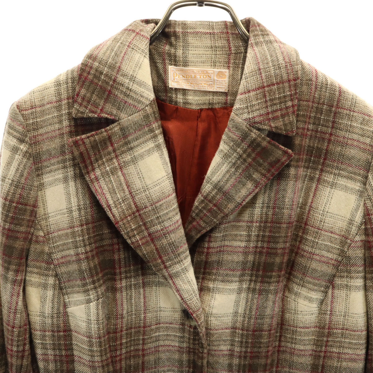 PENDLETON ペンドルトン 70s USA製 ウール ヴィンテージ チェック柄 テーラードジャケット 12 ベージュ系 レディース