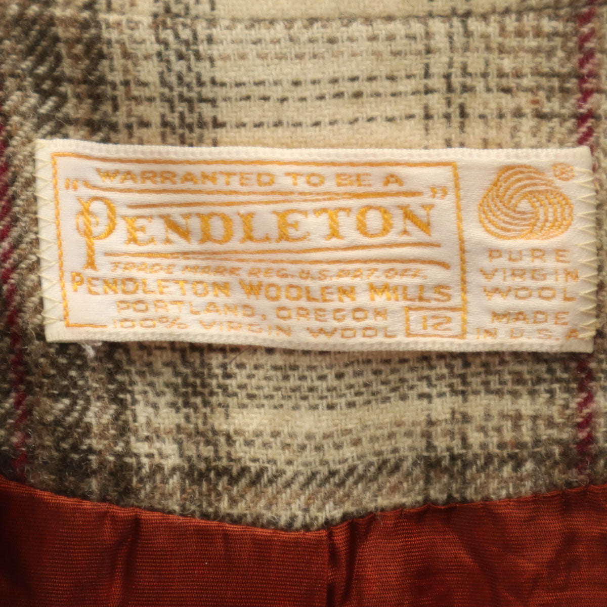 PENDLETON ペンドルトン 70s USA製 ウール ヴィンテージ チェック柄 テーラードジャケット 12 ベージュ系 レディース