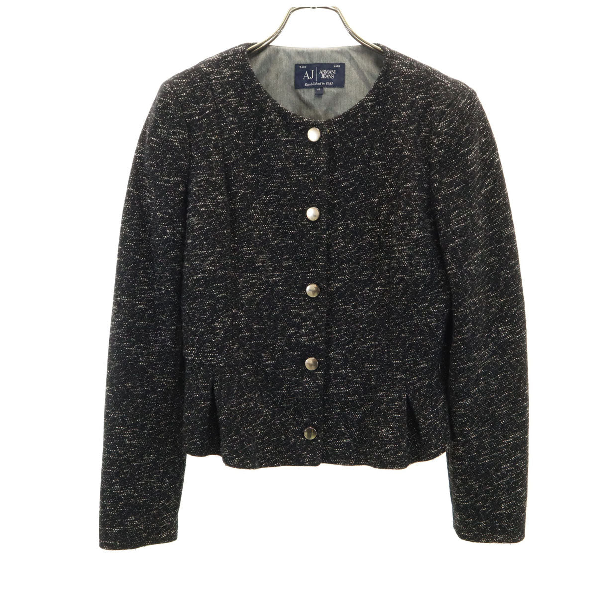 ARMANI JEANS アルマーニジーンズ ノーカラージャケット 42 ブラック系 レディース