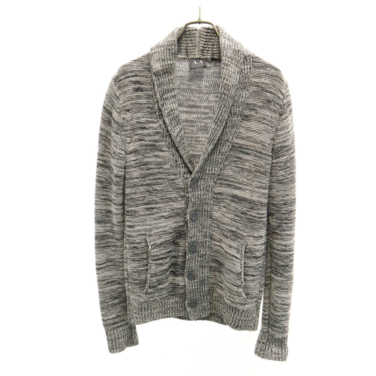 ARMANI EXCHANGE アルマーニエクスチェンジ 長袖 ショールカラー ニットカーディガン XS ライトグレー系 メンズ
