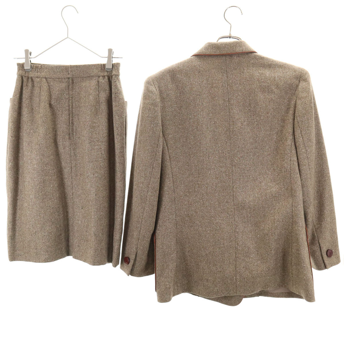 Christian Dior SPORTS クリスチャンディオールスポーツ 90s オールド ツイード スカートスーツ 上下 セットアップ L アッシュブラウン レディース