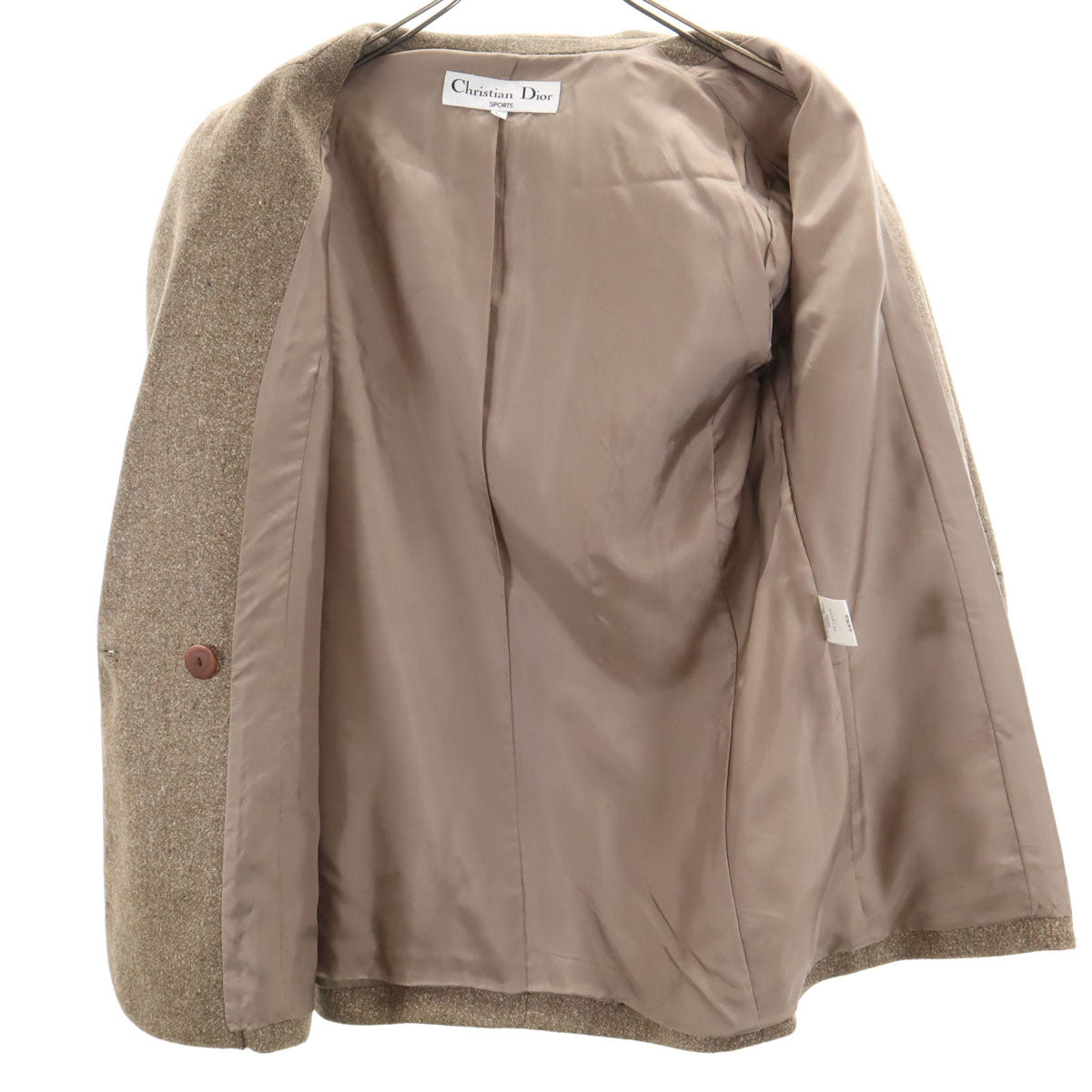 Christian Dior SPORTS クリスチャンディオールスポーツ 90s オールド ツイード スカートスーツ 上下 セットアップ L アッシュブラウン レディース