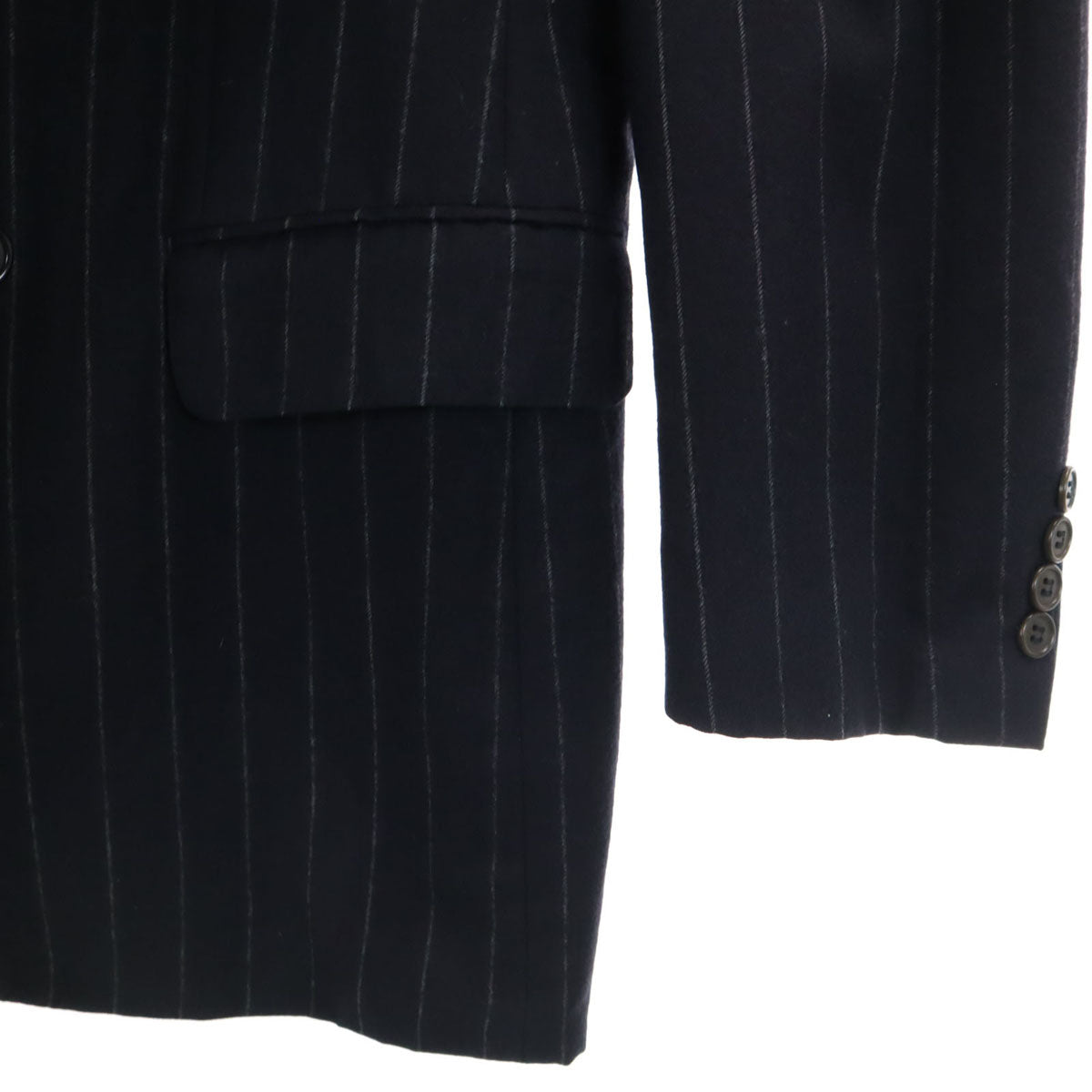 Paul Smith LONDON ポールスミスロンドン 日本製 ストライプ柄 イー・トーマス生地 Super100’s ダブル スーツ 上下 セットアップ L 濃紺 メンズ