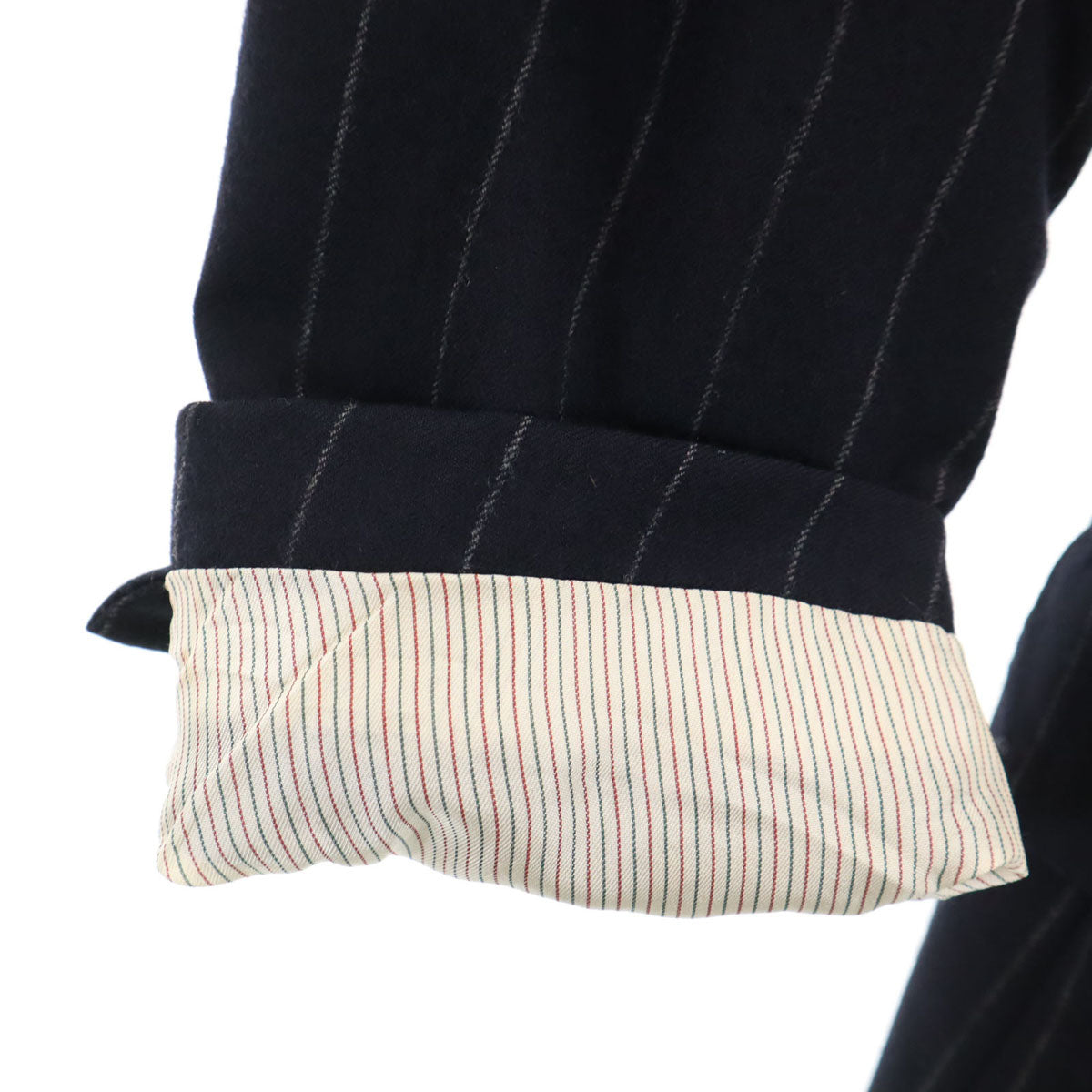 Paul Smith LONDON ポールスミスロンドン 日本製 ストライプ柄 イー・トーマス生地 Super100’s ダブル スーツ 上下 セットアップ L 濃紺 メンズ