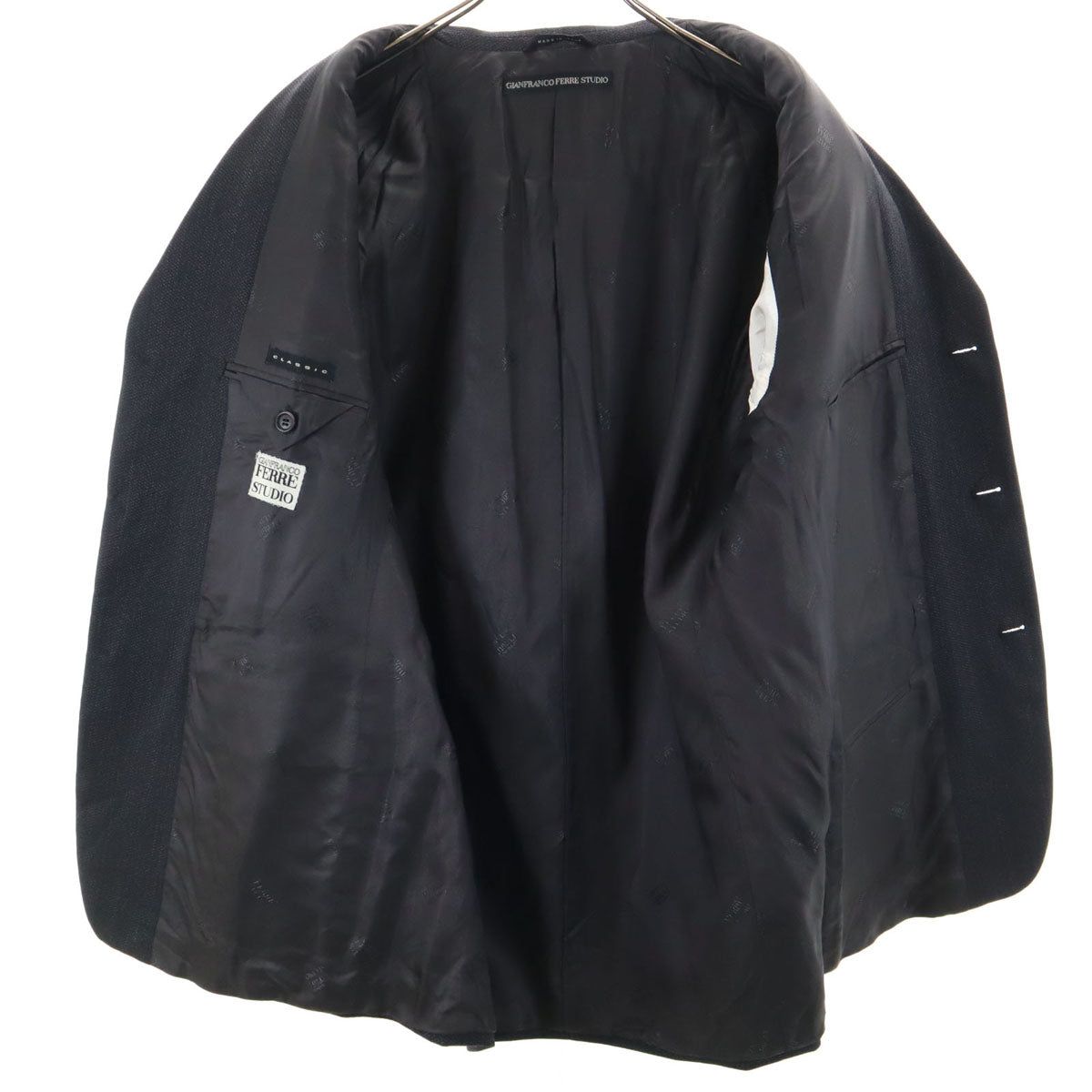 GIANFRANCO FERRE STUDIO ジャンフランコフェレストゥーディオ イタリア製 総柄 スーツ 上下 セットアップ 54/50 チャコールグレー メンズ