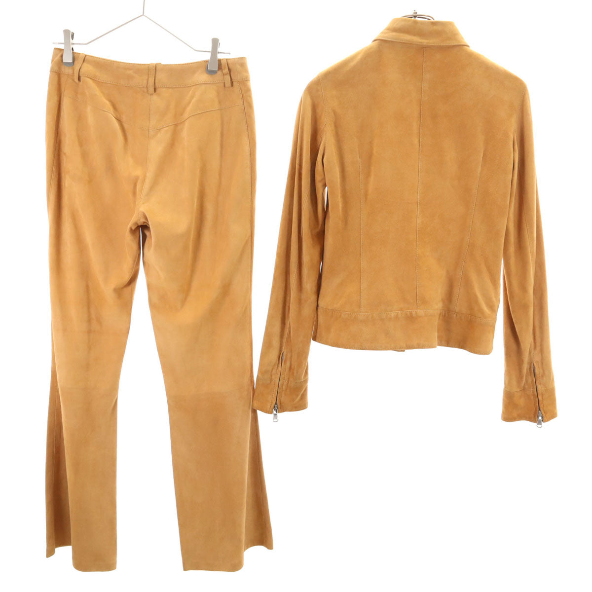 DOLCE&GABBANA ドルチェアンドガッバーナ イタリア製 スエードレザージャケット 上下 セットアップ 40 キャメル レディース