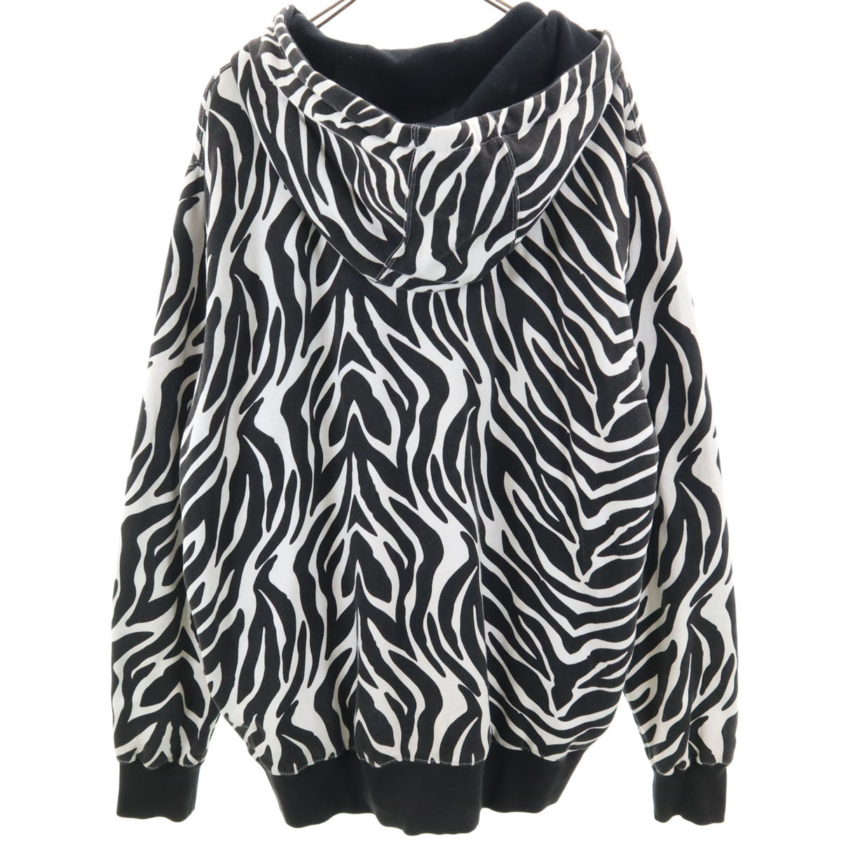 UNINC アンインク ゼブラ柄 長袖 スウェット ジップパーカー LG ブラック系 メンズ