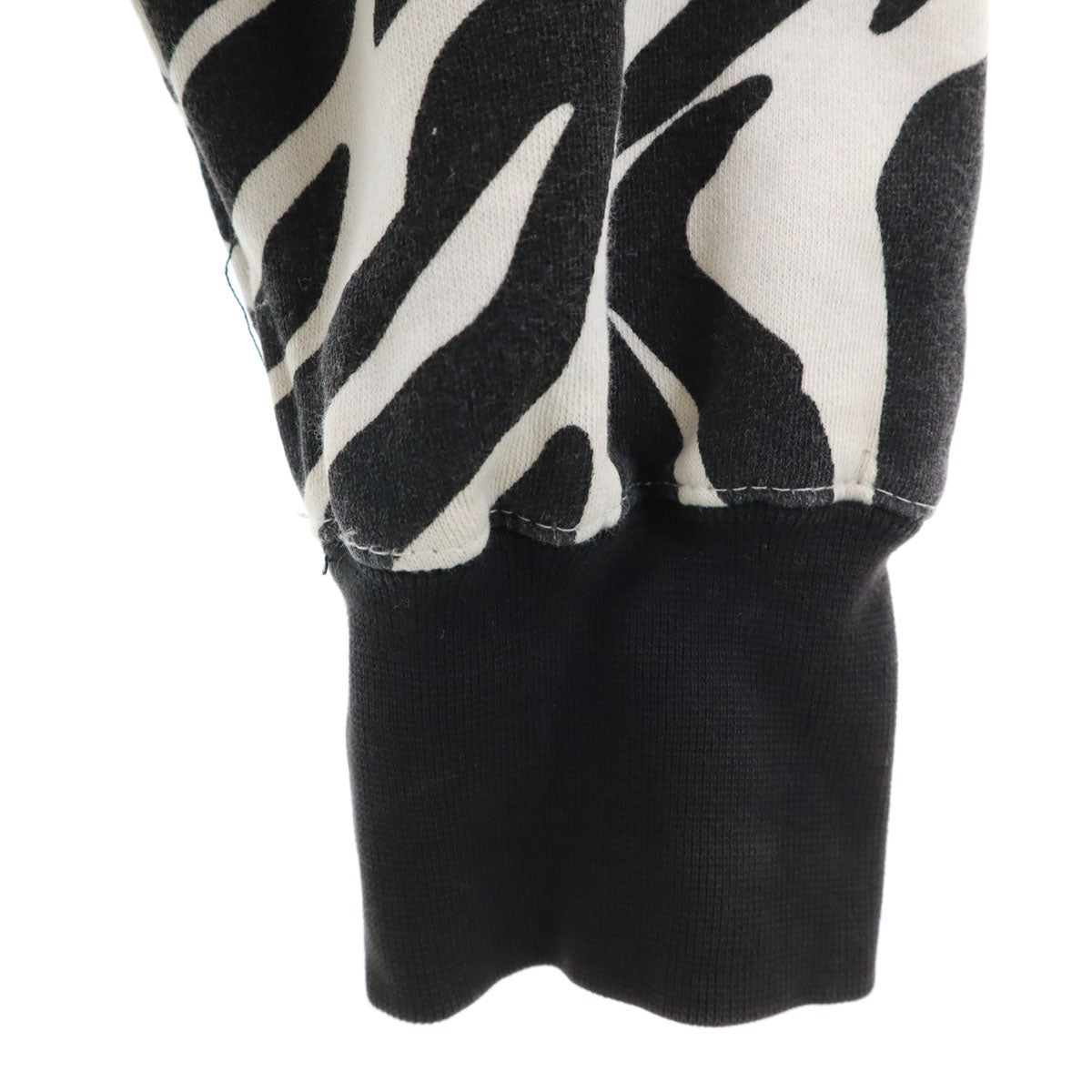 UNINC アンインク ゼブラ柄 長袖 スウェット ジップパーカー LG ブラック系 メンズ