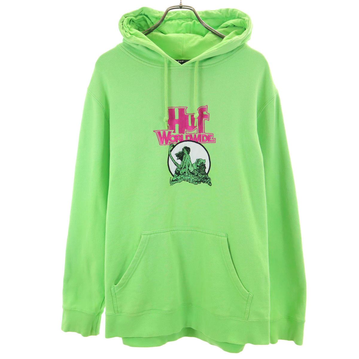 HUF ハフ 長袖 スウェットパーカー L グリーン プルオーバー メンズ