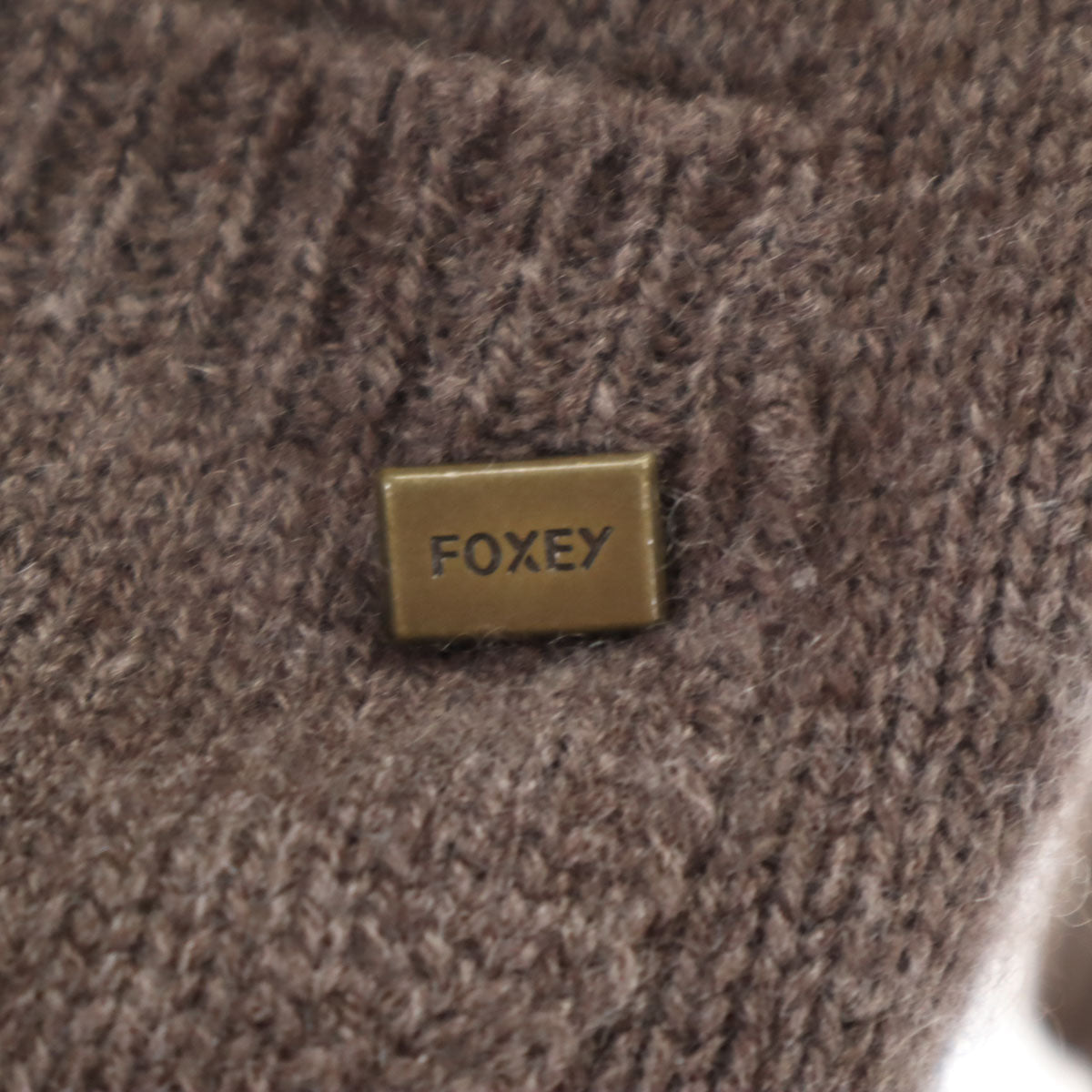 FOXEY フォクシー 日本製 カシミア100% 7分袖 ニットカーディガン 38 ブラウン系 レディース