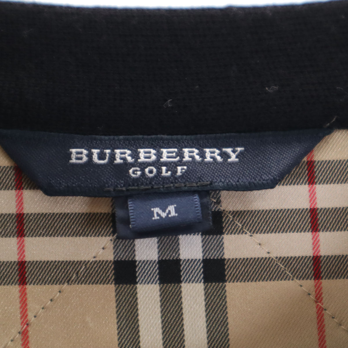 BURBERRY GOLF バーバリーゴルフ ウール ゴルフ キルト ニットジャケット M ブラック 三陽商会 レディース