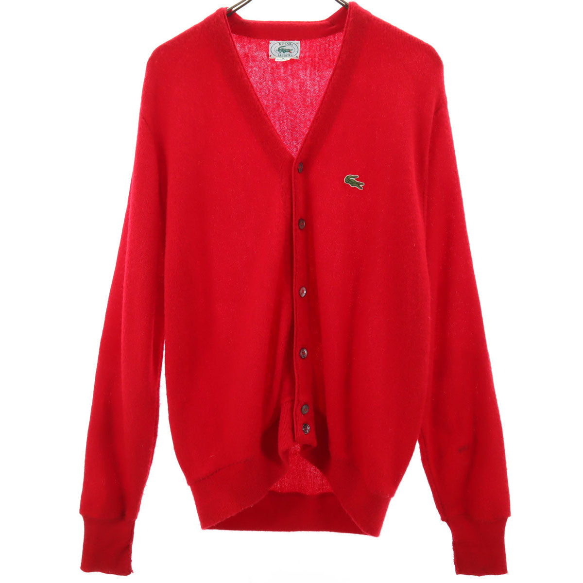 IZOD LACOSTE アイゾットラコステ 90s アクリル オールド 長袖 ニットカーディガン M レッド メンズ