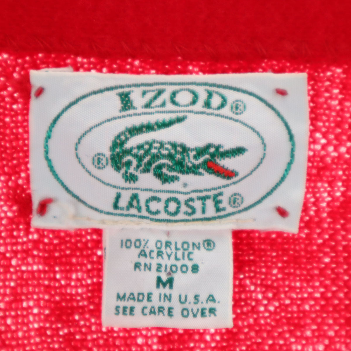 IZOD LACOSTE アイゾットラコステ 90s アクリル オールド 長袖 ニットカーディガン M レッド メンズ