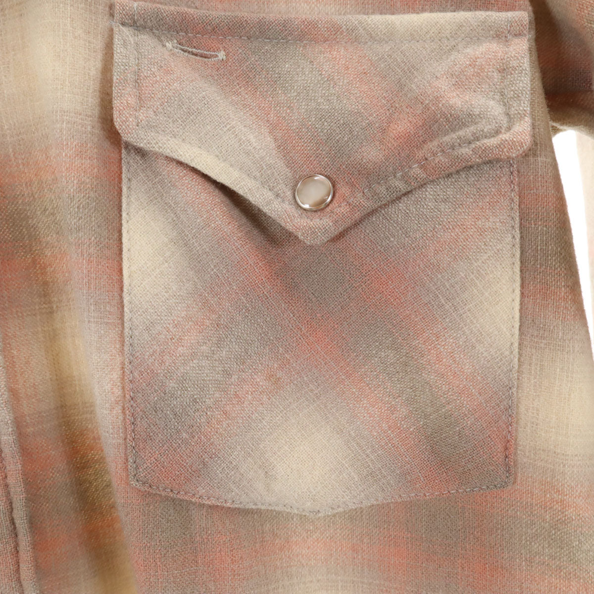 PENDLETON ペンドルトン 70s ヴィンテージ チェック柄 長袖 ウエスタンシャツ L ベージュ系 メンズ